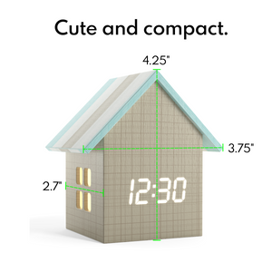 Driini Digital House-Shaped Alarm Clock with Temperature Display (Stripe Wood)