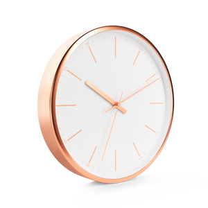 Driini Modern White Rose Gold Aluminum Analog Wall Clock (12") - Classic Tick Marks