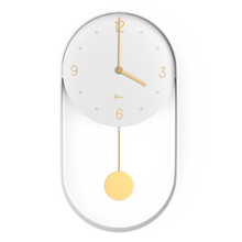 Load image into Gallery viewer, Driini Modern Pendulum Wall Clock - Decorative and Unique Metal Frame, with 8 Inch Face (White)