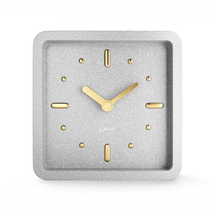 Driini Modern Mid Century Desk and Table Analog Clock (Grey with Gold)