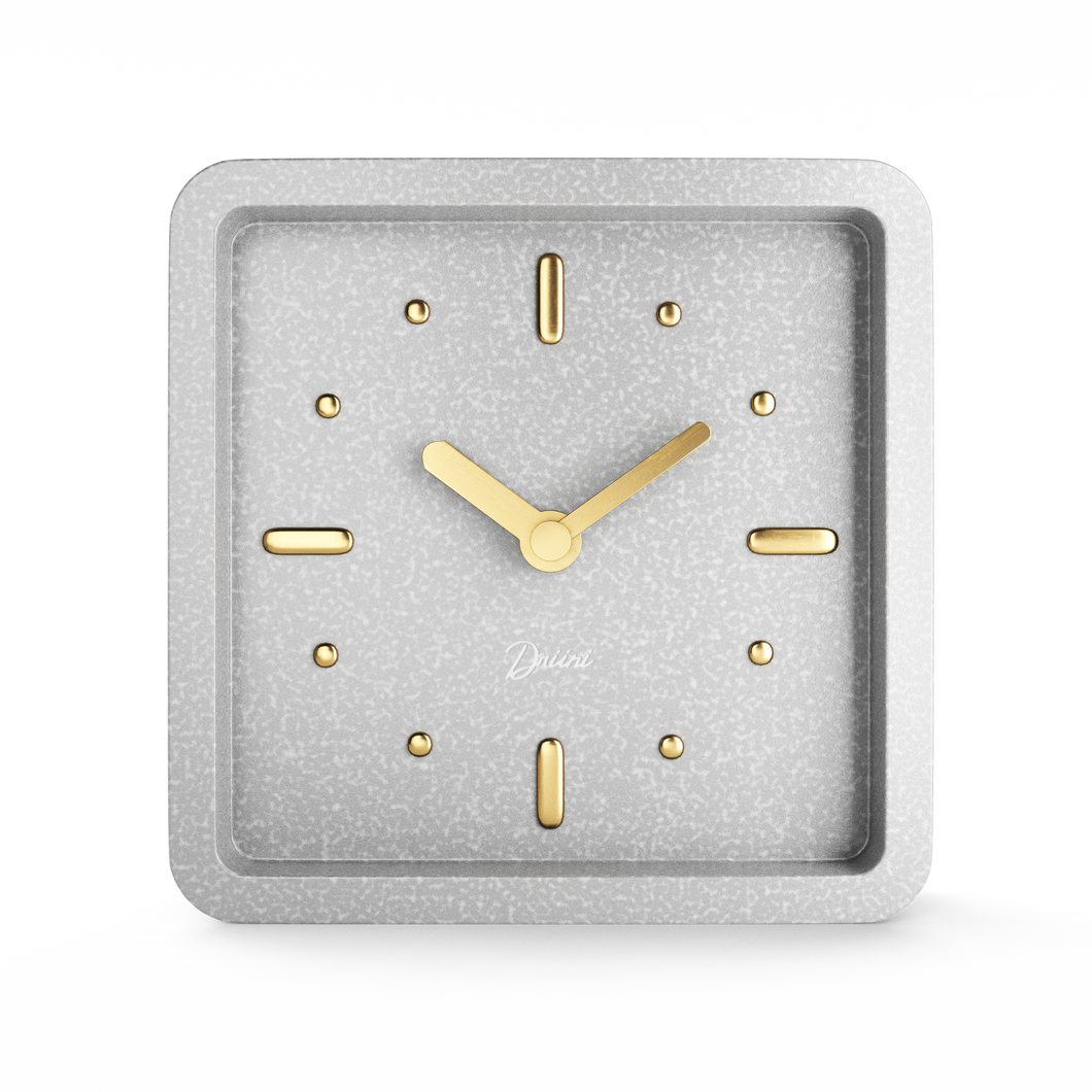 Driini Modern Mid Century Desk and Table Analog Clock (Grey with Gold)