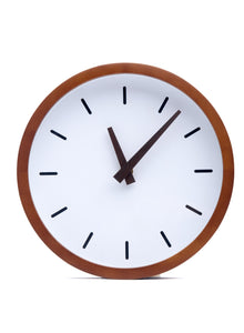 Driini Modern Wood Analog Wall Clock (9") - Battery Operated with Silent Sweep Movement - Small Decorative Wooden Clocks for Bedrooms, Bathroom, Kitchen, Living Room, Office or Classroom