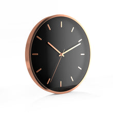 Load image into Gallery viewer, Driini Modern Black Rose Gold Aluminum Analog Wall Clock (12&quot;) - Classic Tick Marks