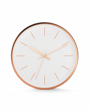 Load image into Gallery viewer, Driini Modern White Rose Gold Aluminum Analog Wall Clock (12&quot;) - Classic Tick Marks